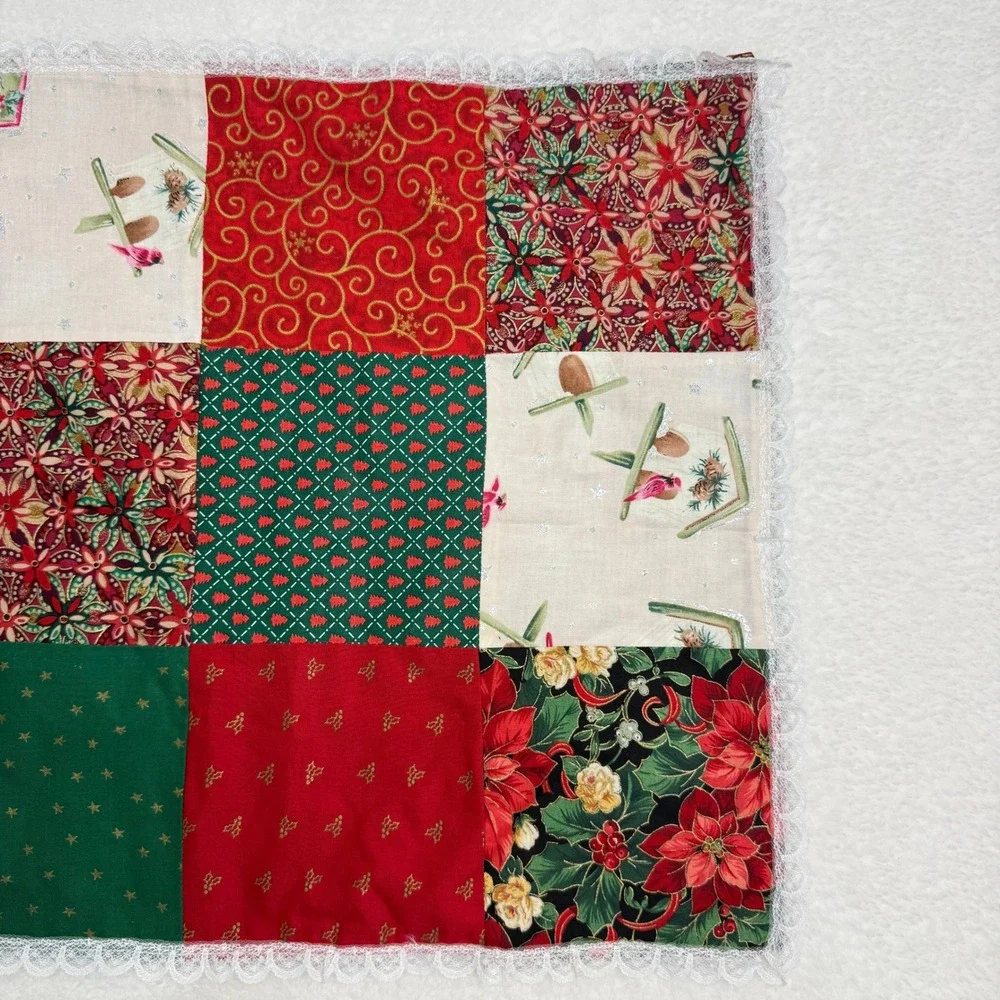 Handmade Christmas 4th of July Reversible Quilted Patchwork Table Runner  30x15‎